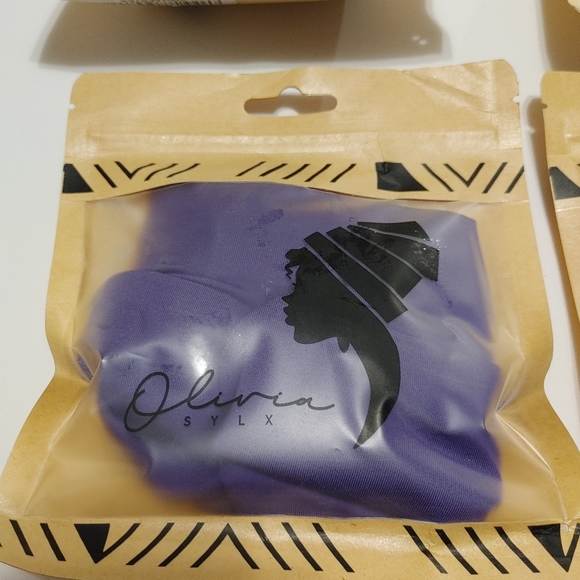 Lot of 4 - Satin Sleep Cap and Hair Bonnet for Sleeping - Overnight  - Purple - - Picture 8 of 10